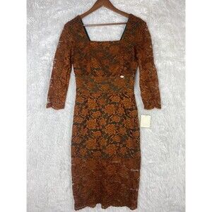 Gaudì Womens Size 8 Copper Knee-Length Sheath Lace Dress 3/4 Sleeves NWT